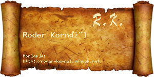 Roder Kornél névjegykártya
